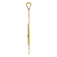 14K Yellow Gold Polished Satin and Diamond-cut Crucifix Cross Pendant view 2