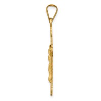 14K Yellow Gold Polished Satin and Diamond-cut Crucifix Pendant view 2