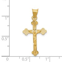 14K Yellow Gold Polished Satin and Diamond-cut Crucifix Pendant view 3