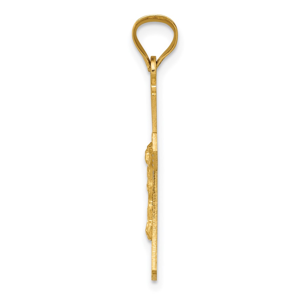 14k Polished Satin and D/C Crucifix Pendant (K5556)