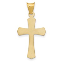 14K Yellow Gold Polished Satin and Diamond-cut Crucifix Pendant view 4