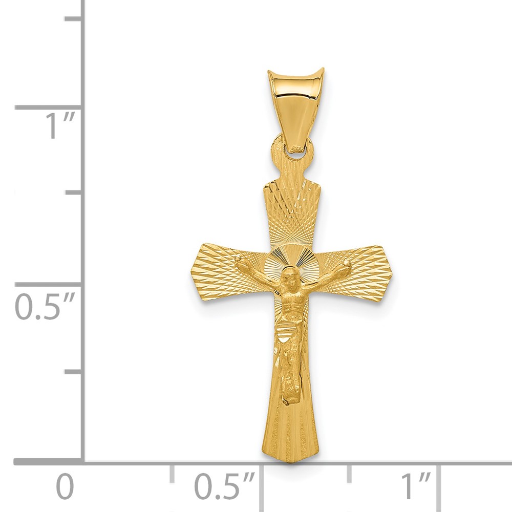 14k Polished Satin and D/C Crucifix Pendant (K5556)
