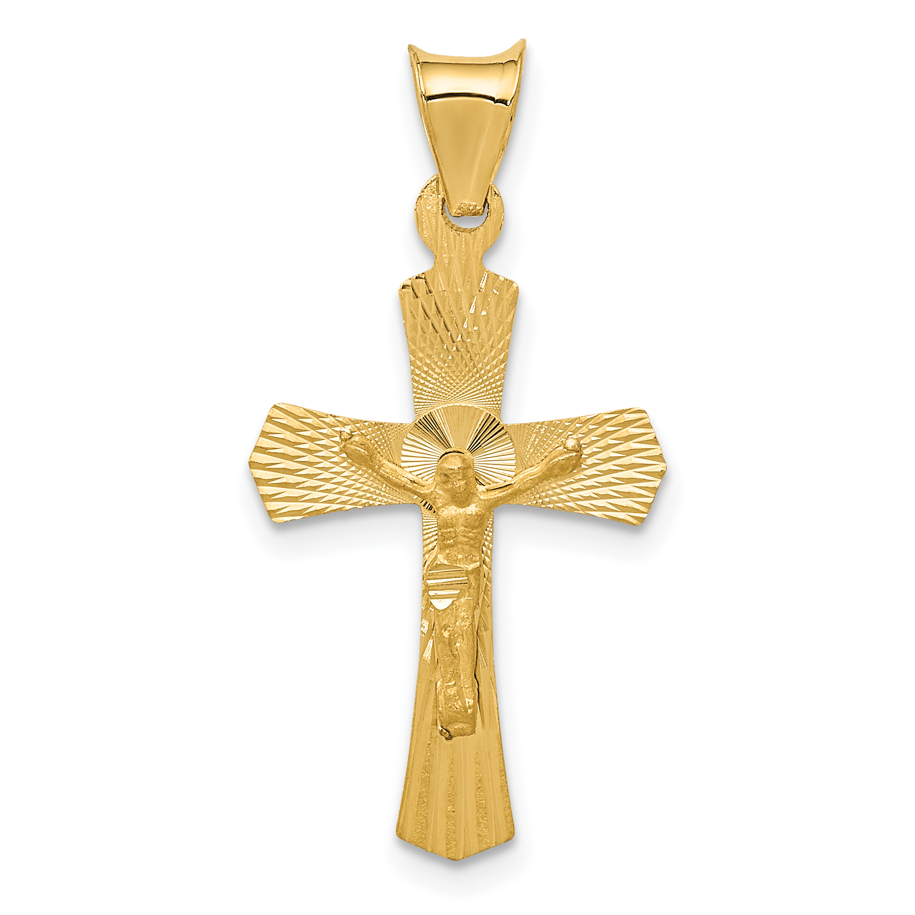 14k Polished Satin and D/C Crucifix Pendant (K5556)