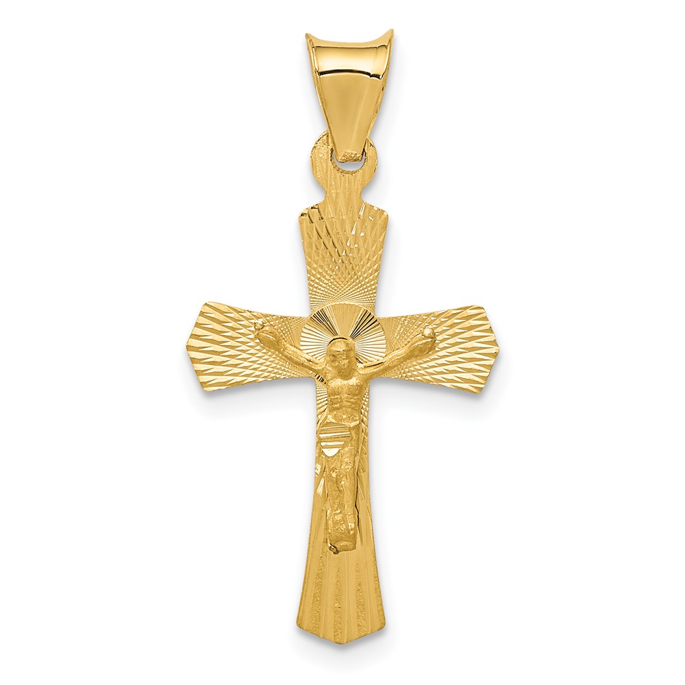 14k Polished Satin and D/C Crucifix Pendant (K5556)