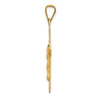 14K Yellow Gold Polished Satin and Diamond-cut Crucifix Pendant view 2