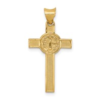 14K Two-Tone Crucifix Reverses to St. Benedict Medal Pendant view 4