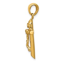14K Yellow Gold Polished Crucifix Cross Pendant view 2