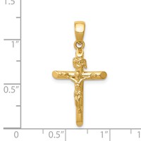 14K Yellow Gold Polished Crucifix Cross Pendant view 3
