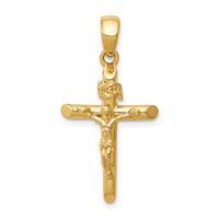 14K Yellow Gold Polished Crucifix Cross Pendant view 1