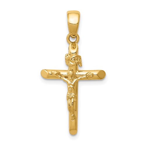 14K Yellow Gold Polished Crucifix Cross Pendant