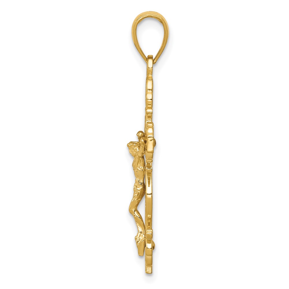 14K Polished Crucifix W/Lace Trim Pendant (K5567)