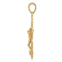 14K Yellow Gold Polished Crucifix Pendant with Lace Trim view 2