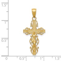14K Yellow Gold Polished Crucifix Pendant with Lace Trim view 3