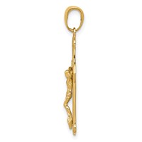 14K Polished Textured Crucifix Pendant view 2