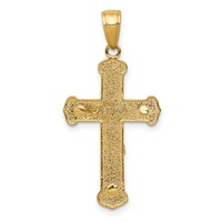 14K Polished Textured Crucifix Pendant view 4