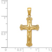 14K Polished Textured Crucifix Pendant view 3