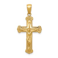 14K Polished Textured Crucifix Pendant view 1