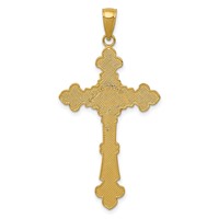 14K Yellow Gold Polished Textured Inri Crucifix Fleur De Lis Pendant view 4