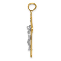 14K Two-tone Gold Polished Crucifix Pendant view 2