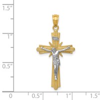14K Two-tone Gold Polished Crucifix Pendant view 3