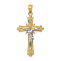 14K Two-tone Gold Polished Crucifix Pendant view 1