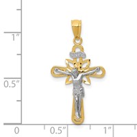 14K Two-tone and White Rhodium Small Passion Crucifix Pendant view 3