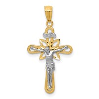14K Two-tone and White Rhodium Small Passion Crucifix Pendant view 1