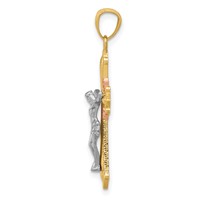 14K Tri-color Polished Crucifix Pendant view 2