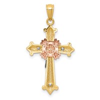 14K Tri-color Polished Crucifix Pendant view 4