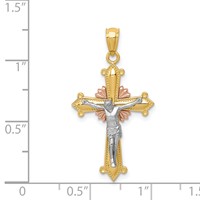 14K Tri-color Polished Crucifix Pendant view 3