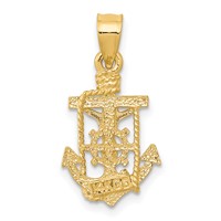 14K Yellow Gold Polished Mariner Crucifix Pendant view 4