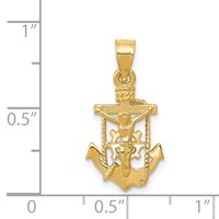 14K Yellow Gold Polished Mariner Crucifix Pendant view 3