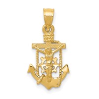 14K Yellow Gold Polished Mariner Crucifix Pendant view 1