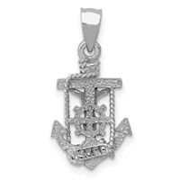 14K White Gold Polished Mariner Crucifix Pendant view 4