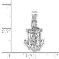 14K White Gold Polished Mariner Crucifix Pendant view 3