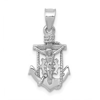 14K White Gold Polished Mariner Crucifix Pendant view 1