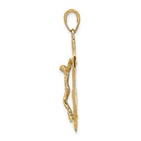 14K Yellow Gold Polished Textured Mariners Crucifix Pendant view 2