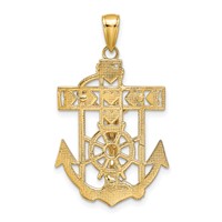 14K Yellow Gold Polished Textured Mariners Crucifix Pendant view 4