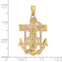 14K Yellow Gold Polished Textured Mariners Crucifix Pendant view 3