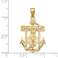 14K Yellow Gold Polished Textured Mariners Crucifix Pendant view 4