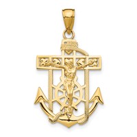 14K Yellow Gold Polished Textured Mariners Crucifix Pendant view 1