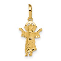 14K Pendant with Rhodium Diamond-cut Polished Infant Jesus view 4