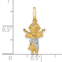 14K Pendant with Rhodium Diamond-cut Polished Infant Jesus view 3