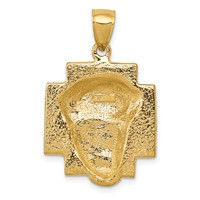 14K Yellow Gold Polished Large Jesus Head Pendant with Crown view 4