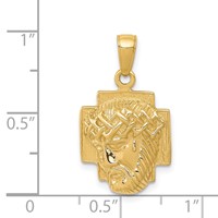 14K Polished Small Jesus Head with Crown Pendant view 3