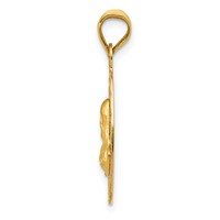 14K Pendant with Rose and White Rhodium Diamond-cut Solid Sagrado Corazon De Jesus Oval view 2