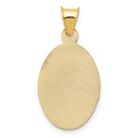 14K Pendant with Rose and White Rhodium Diamond-cut Solid Sagrado Corazon De Jesus Oval view 4
