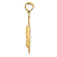 14K Pendant with Rose and White Rhodium Diamond-cut Solid Sagrado Corazon De Jesus Oval view 2