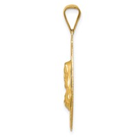 14K Polished Diamond-cut Solid Sagrado Corazon De Jesus Oval Pendant view 2