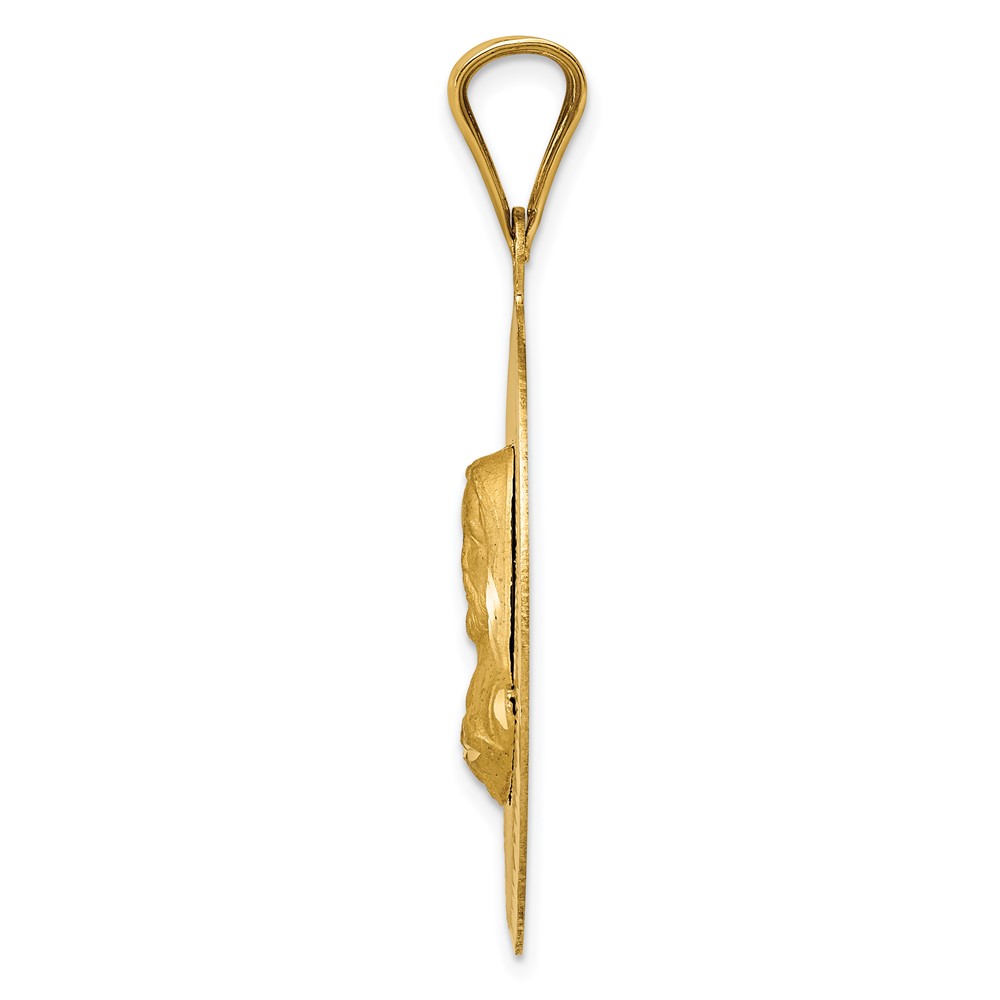 14K Polished D/C Sagrado Corazon Oval Pendant (K5591)